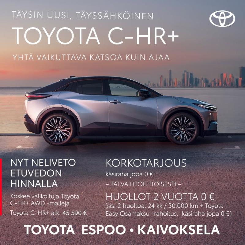 Maaliskuussa huippuedut uusiin täyssähköisiin C-HR+ ja bZ4X -malleihin kampanjaehdoin. Nyt...